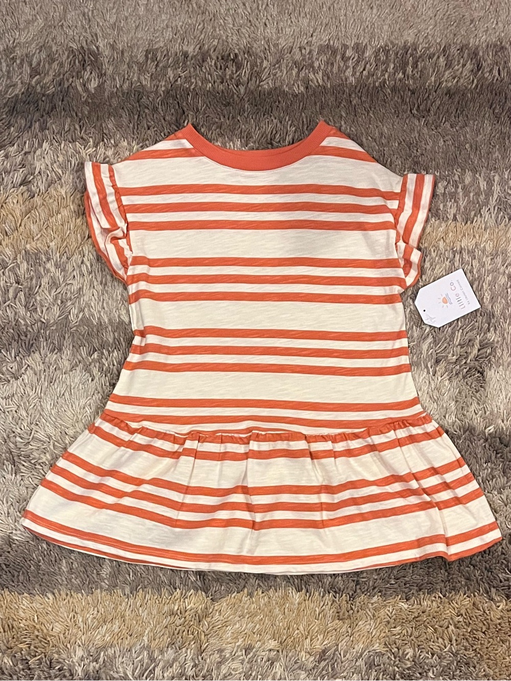 NEW WITH TAGS Toddler Girls Little Co Organic Boxy Tee Crewneck Dress 4T - Rust